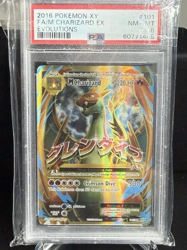 2016 POKEMON XY EVOLUTIONS #101 FULL ART/M CHARIZARD EX PSA 8 NM-MY