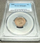 1885 1c Indian Head Cent - PCGS MS 64 BN Red Orange Toning Toner