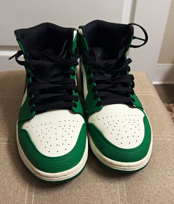 Jordan Air Jordan 1 Men's Mid Top Basketball Sneakers Green/White/Black Sz 11