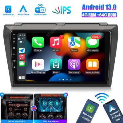 64G Android 13 Carplay For Mazda 3 2004-2009 Car Stereo Radio GPS Navi WIFI RDS