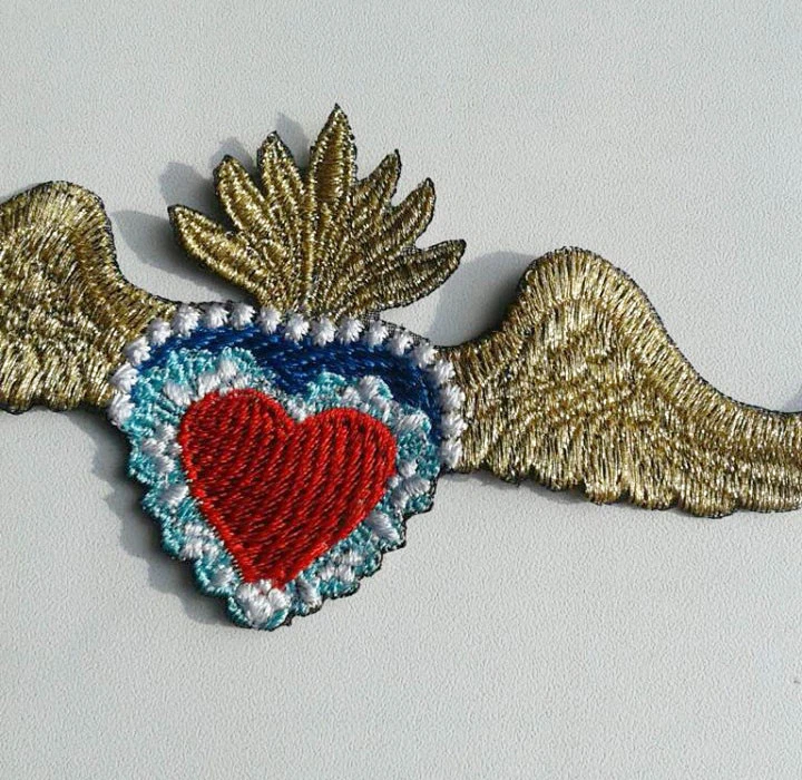 Sacred Heart Milagro Wings Metallic Embroidered Patch - Image 3 of 4