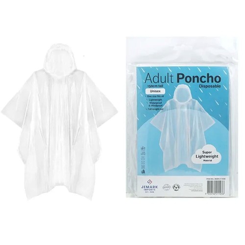 Disposable Adult Hooded Poncho Raincoat Waterproof Jacket Hiking Camping