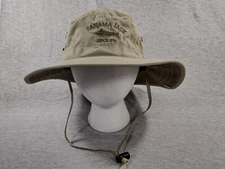 Panama Jack Safari Outback Hat Mens Medium Khaki Side Snaps & Chin Strap Vented