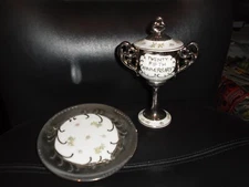 VINTAGE 1960 S ARNART 25TH ANNIVERSARY COMPOTE & PLATE SET #7646