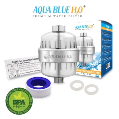 Aqua Blue H20 High Output Universal Shower Filter system with 12 stage cartridge