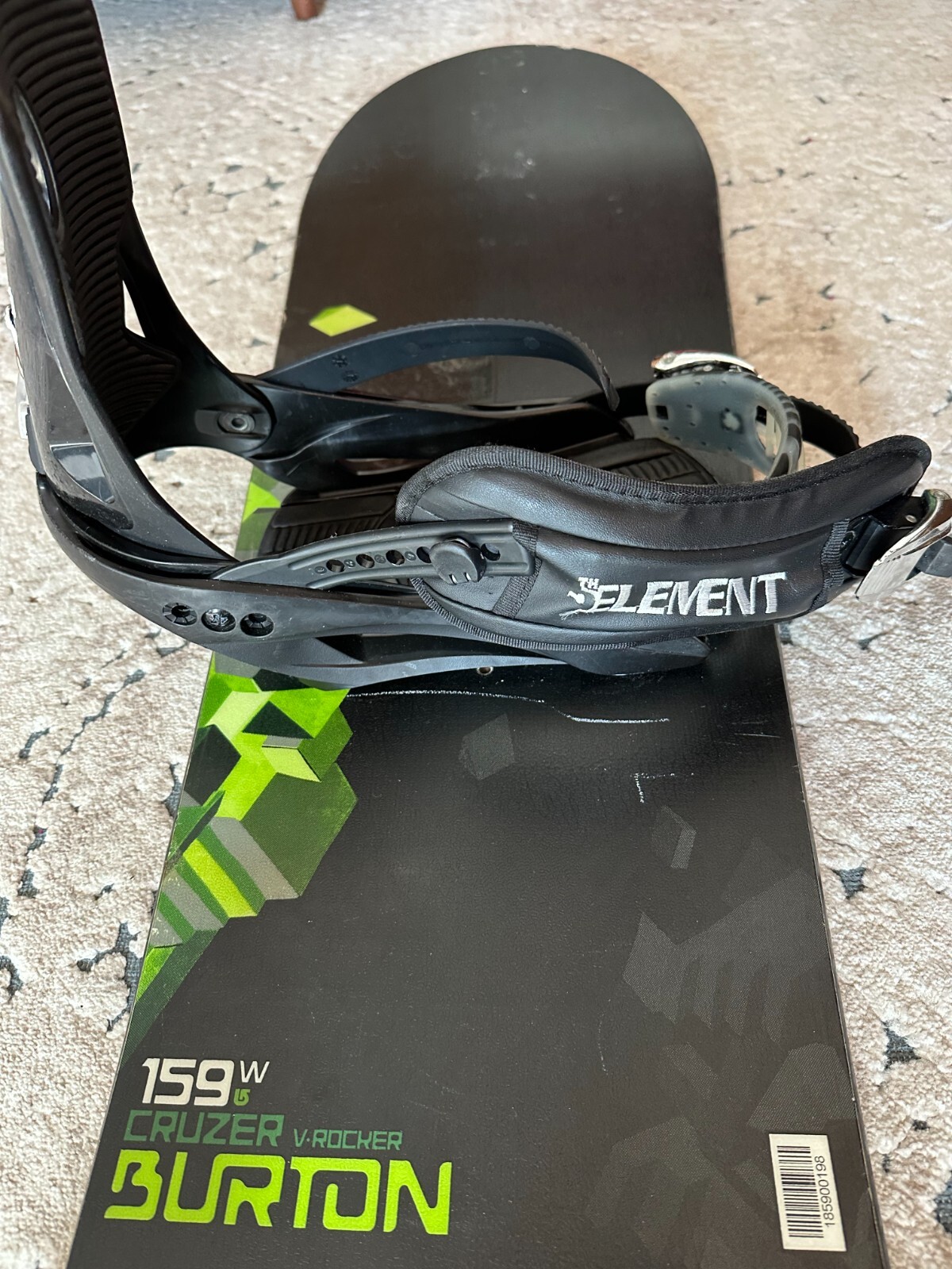 159 cm Burton Cruzer V. Rocker Snowboard + 5th Element Bindings + Bag