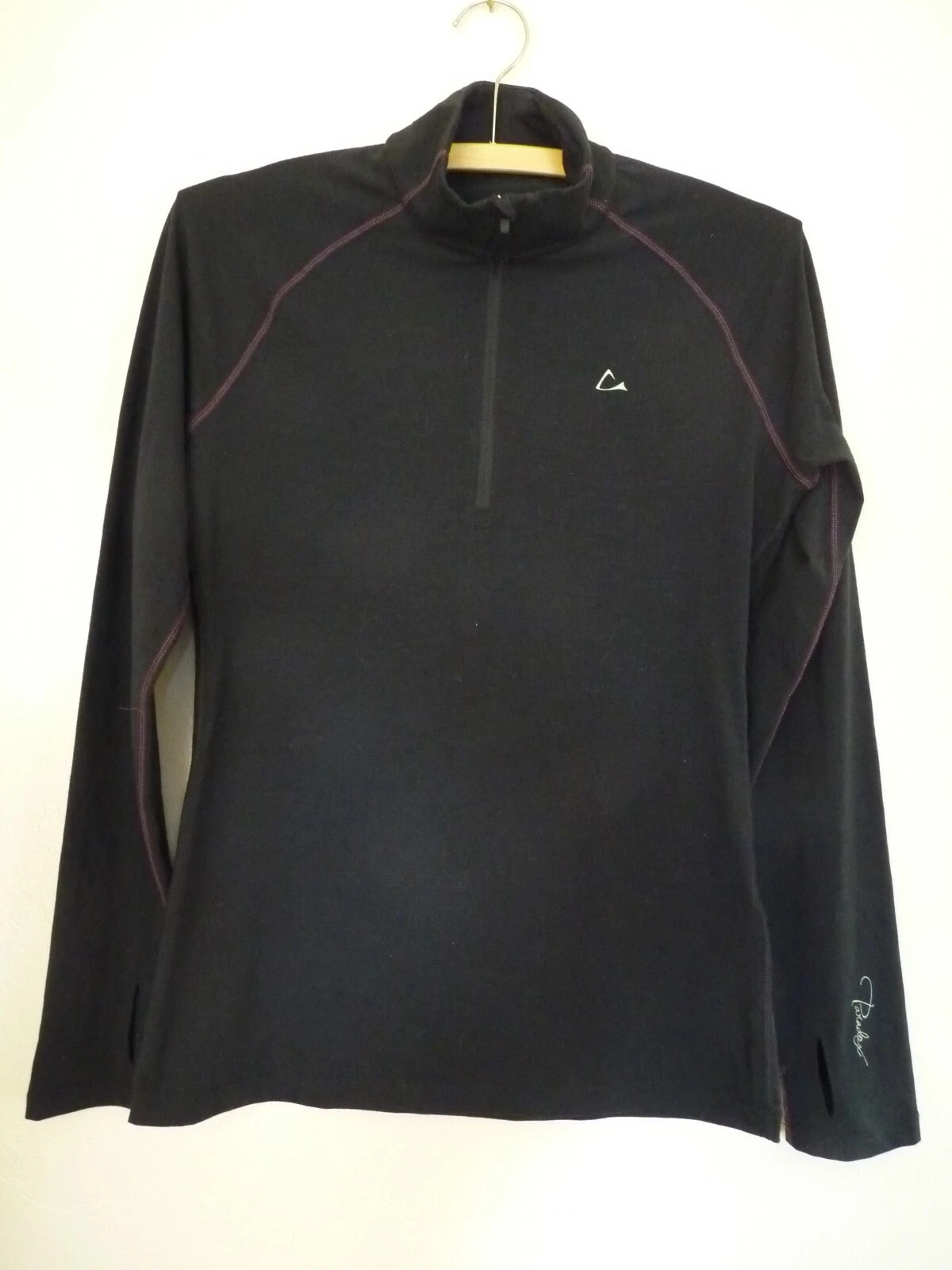 PARADOX Women's Merino Polyester Blend Black 1/4 Zip Top Base Layer Small