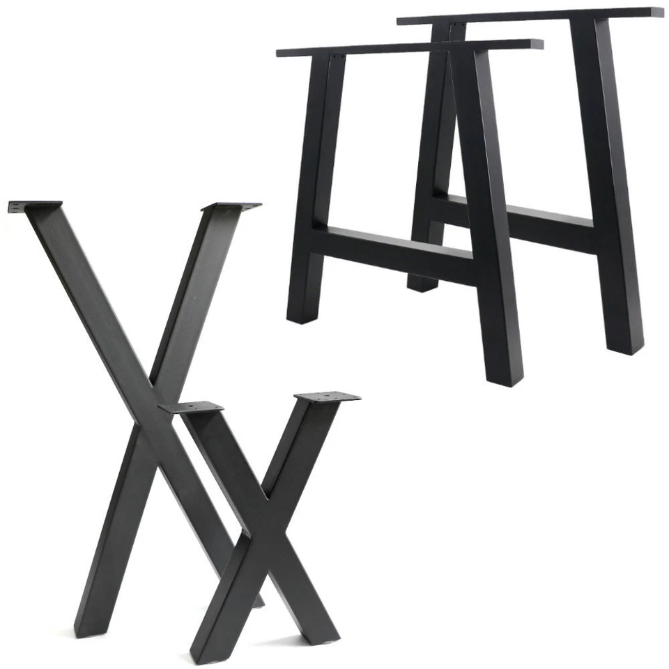 Tischbeine Tischkufen Tischgestell Schwarz Metall Tischuntergestell Trapez X T - Bild 2 von 4