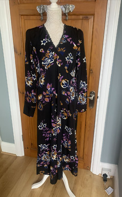 Ladies Dress Black Flower Print by VILA Size EUR44 NWT (RRP £35)