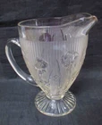Vintage 2Qt Jeanette Clear Iris And Herringbone Depression Glass Pitcher