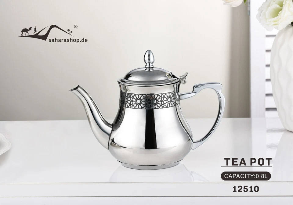 Orientalische Teekanne Caykanne Berrad Sahara 0,8 L Edelstahl Induktion geeignet - Bild 1 von 4