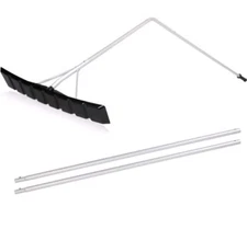 Flat Roof Snow Rake 4.8-16FT Aluminum Detachable Angled Snow Roof Rake 24" Blade