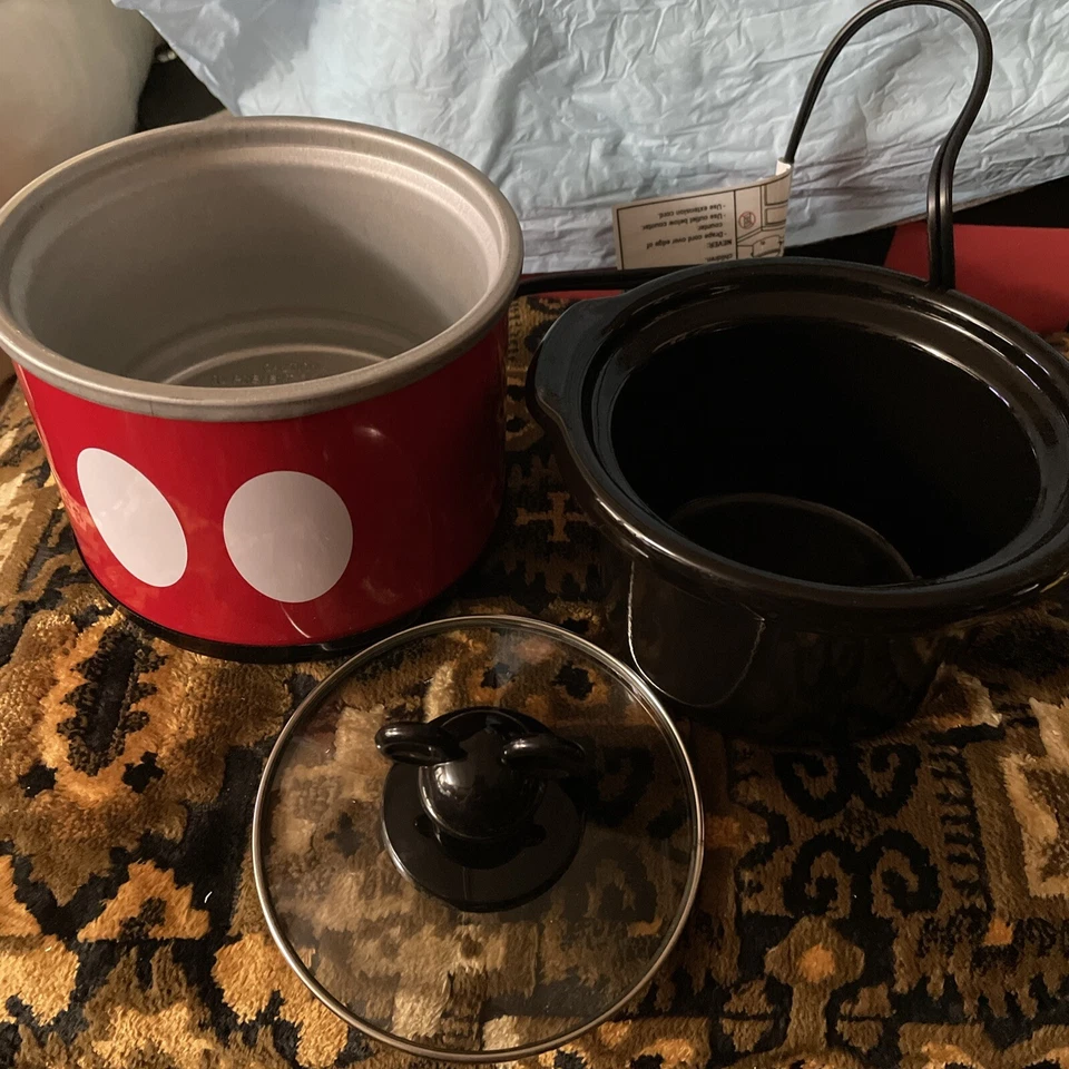Disney Mickey Mouse Red & Black .65 Quart Mini Crock Pot, Brand New in Box - Image 2 of 4