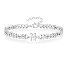Cuban Link Chain Adjustable Meaningful Initial Bracelet for Men Husband