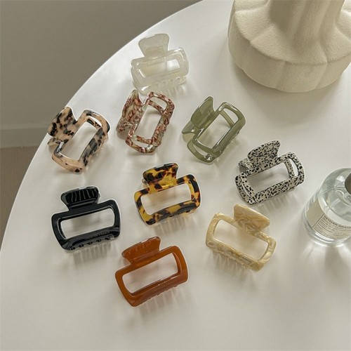 Hair Grab Clip Mini Hair Claw Acetic Acid Square Barrettes Daily - Picture 7 of 19