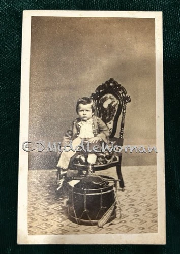 CDV Civil War Era Infantry Musician with Field Drum - Drummer Boy Antique Photo