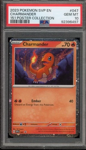 Pokemon Charmander 151 Poster Coll. Holo Promo SVP EN 047 PSA 10 Gem Mint