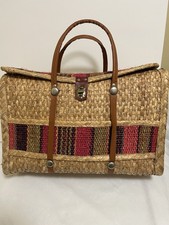 Vintage Woven Straw Boho Beach Picnic Tote Basket Bag