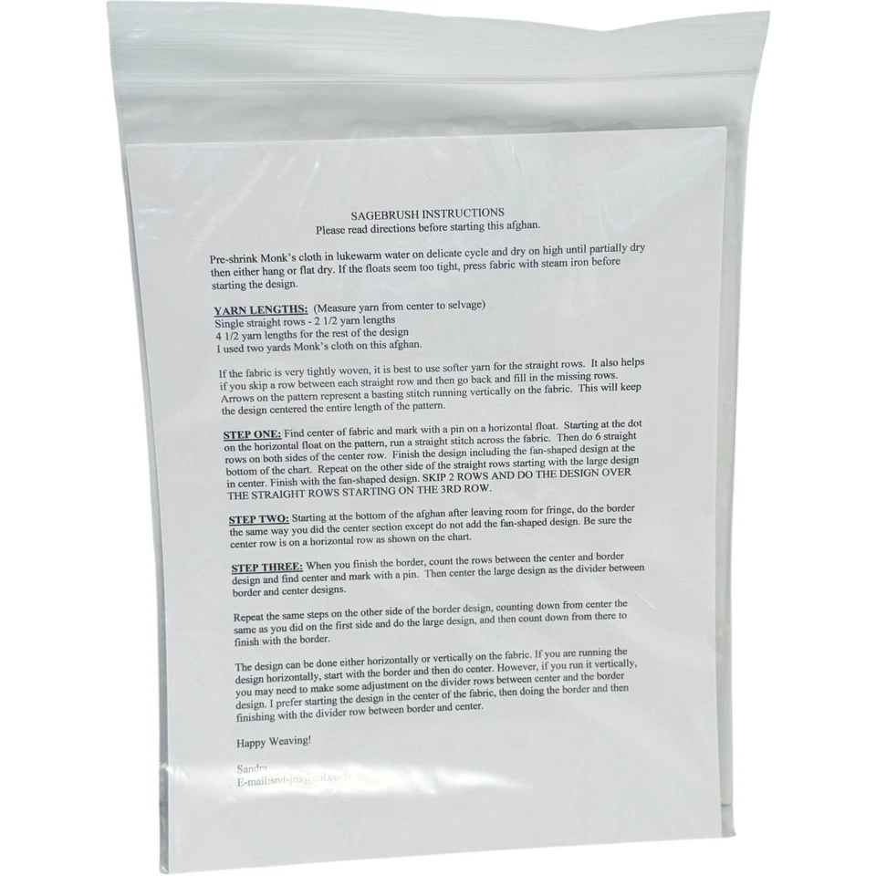 Swedish Weave Pattern Sandras Stitches Pattern Chart Afghan Sagebrush Weaving - Image 3 of 3