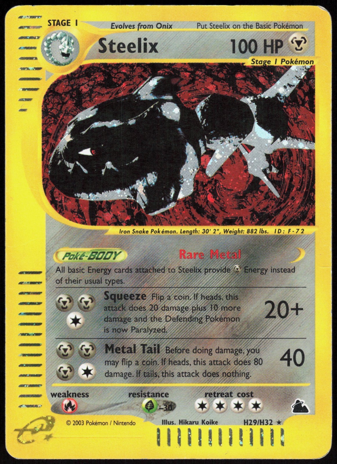 Steelix - H29/H32 - Pokemon Skyridge Holo Rare Card MP