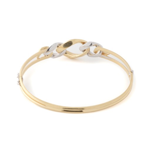 Diamond Curb Link Hinged Bangle Bracelet 18k yellow gold - Picture 3 of 4