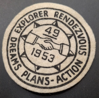 1953 BSA Boy Scouts Explorer Rendezvous Dreams Plans Action Felt Patch Vintage