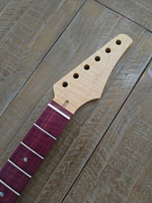 Guitar Neck, Flamed Purpleheart on Flamed Maple