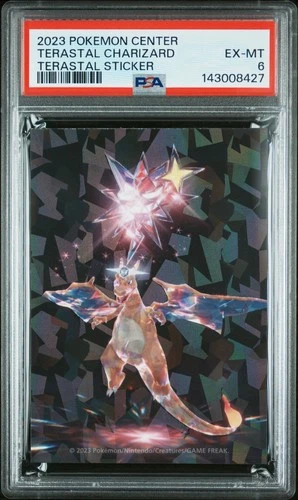 2023 POKEMON CENTER TERASTAL STICKER TERASTAL CHARIZARD PSA 6