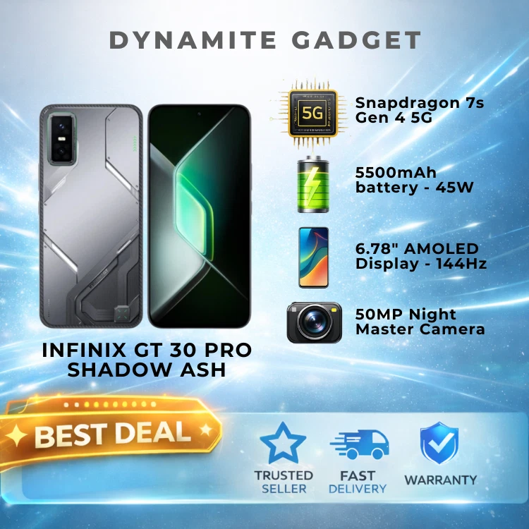 Stock Ready - Infinix GT 30 PRO 5G Smartphone 12GB+256GB Shadow Ash