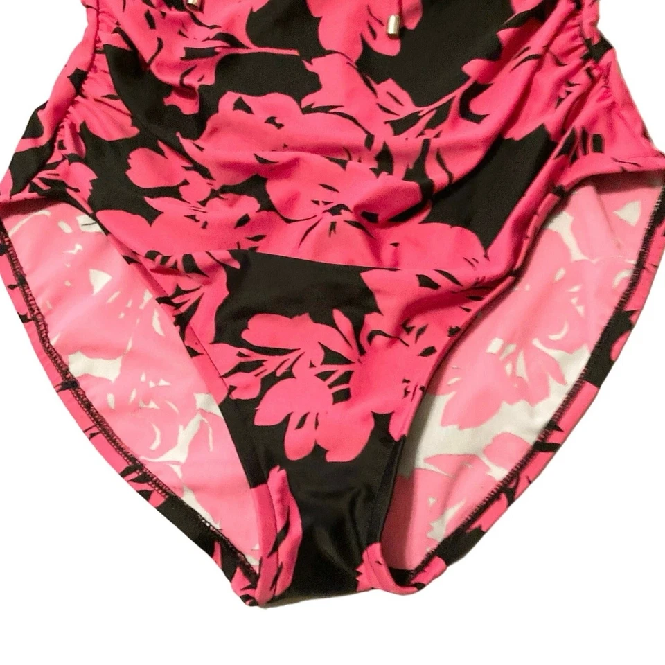 Traje de baño verde aguamarina medio rosa y negro cintura alta acolchado corbata estilo frontal 670547 Foto 3 de 4