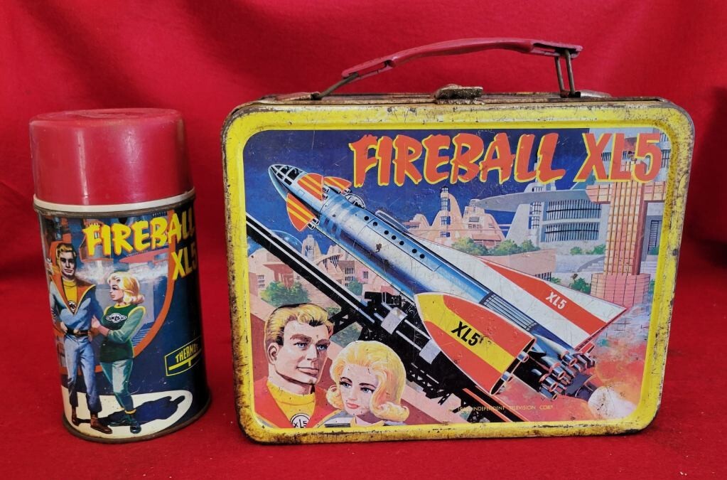 Vintage 1964- FIREBALL XL5- METAL LUNCHBOX & THERMOS- SPACE