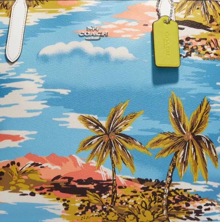 Borsa Borsa Coach City Firmata Tela Stampa Hawaiana Estate Grande Nuova con Etichette