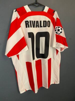  サッカーシャツ OLISE 17 MEN'S OLYMPIACOS 2006/2007 RIVALDO #10 UEFA SOCCER FOOTBALL SHIRT