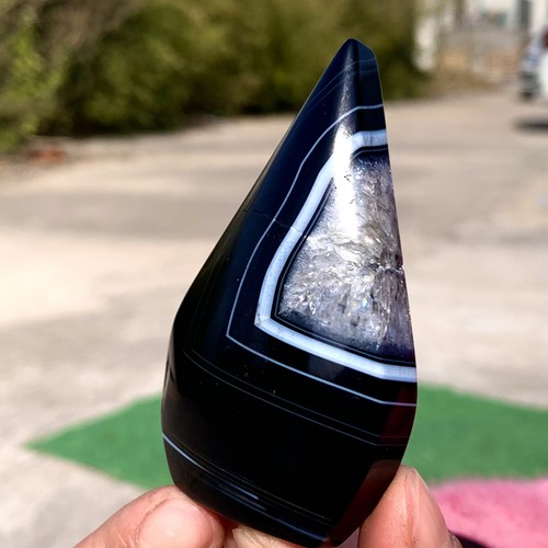 94G Natural purple striped agate crystal water droplet quartz healing - 第 14/14 張圖片