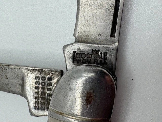 Navaja de bolsillo vintage Imperial Providence, RI EE. UU. tono plata doble hoja Foto 4 de 4