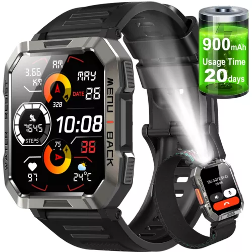 Militär Smartwatch Herren mit Telefonfunktion Pulsmesser Schlafmonitor Sportuhr - Bild 11 von 11