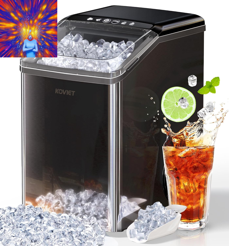 Nugget Ice Maker Countertop, 40Lbs/24H Tooth-Friendly Soft Chewable Pebble Ice M