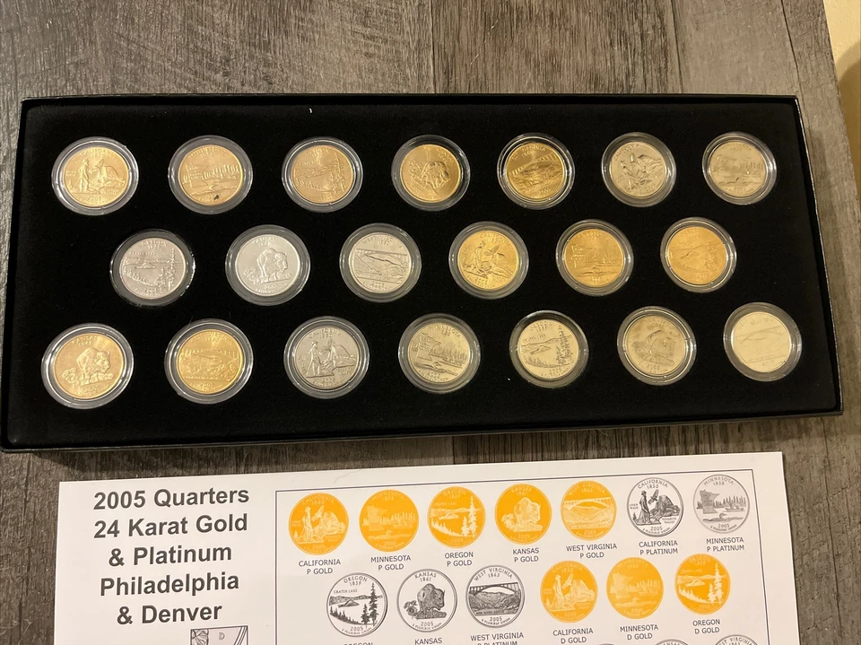 2005 Precious Metal Quarter Program 24K Gold & Platinum Enhanced Quarters A20.71 - Image 4 of 4