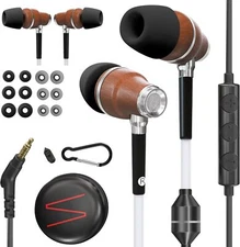 Symphonized Airtube Headphones EMF Earbuds, 8mm Bass Drivers High Audio Quality