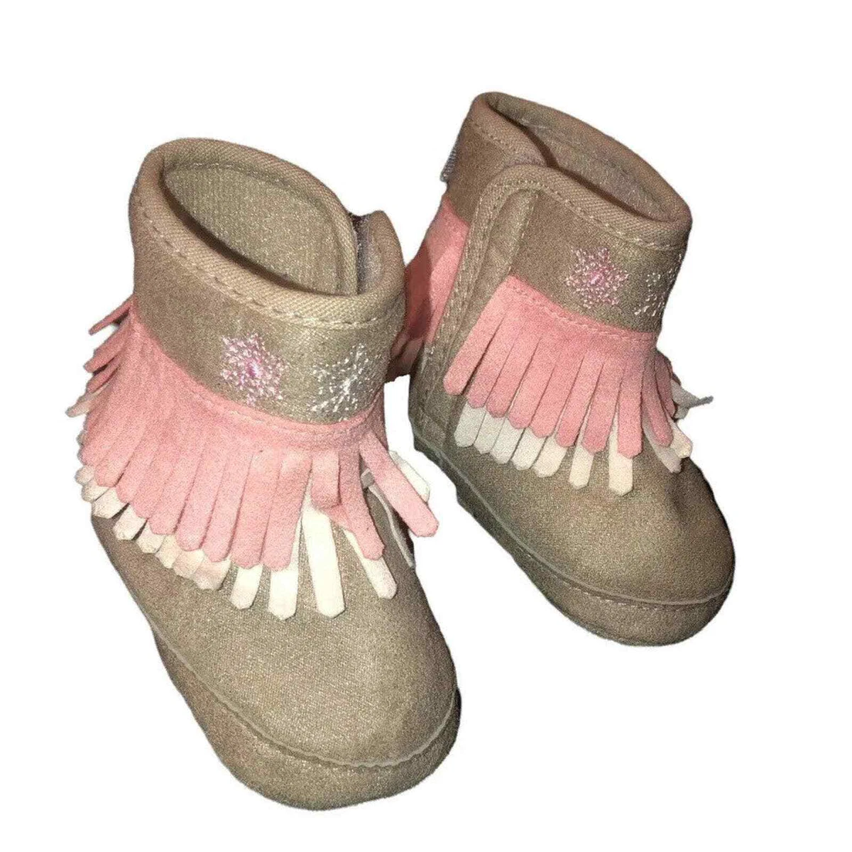 Stepping Stones Infant Girl Boots Gray Pink Infant Size 6 9 Months