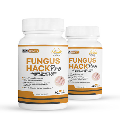 2 Pack Fungus Hack Pro, helps remove fungi and bacteria-60 Capsules x2