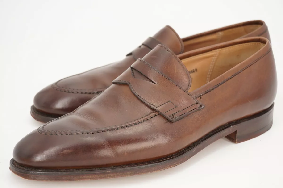 $650 | CROCKETT & JONES 7 D UK 6 E SYDNEY PENNY LOAFER BROWN 341 LEATHER  SHOES