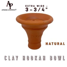 Extra Wide 3-3/4” CLAY Hookah Bowl / NATURAL. / By Inhale® / Grommet Included