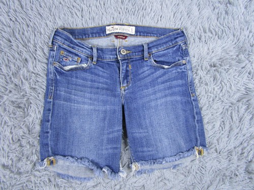 Hollister Shorts Damen 5 Stretch DIY Denim Jeans abgeschnittene Bündchen Jorts Sommer - Bild 1 von 8