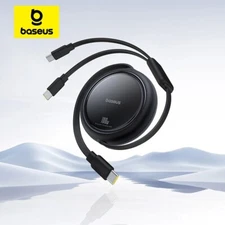 Baseus Retractable 2 in 1 USB C Cable 100W Type C Cable For iphone 16 15 pro max