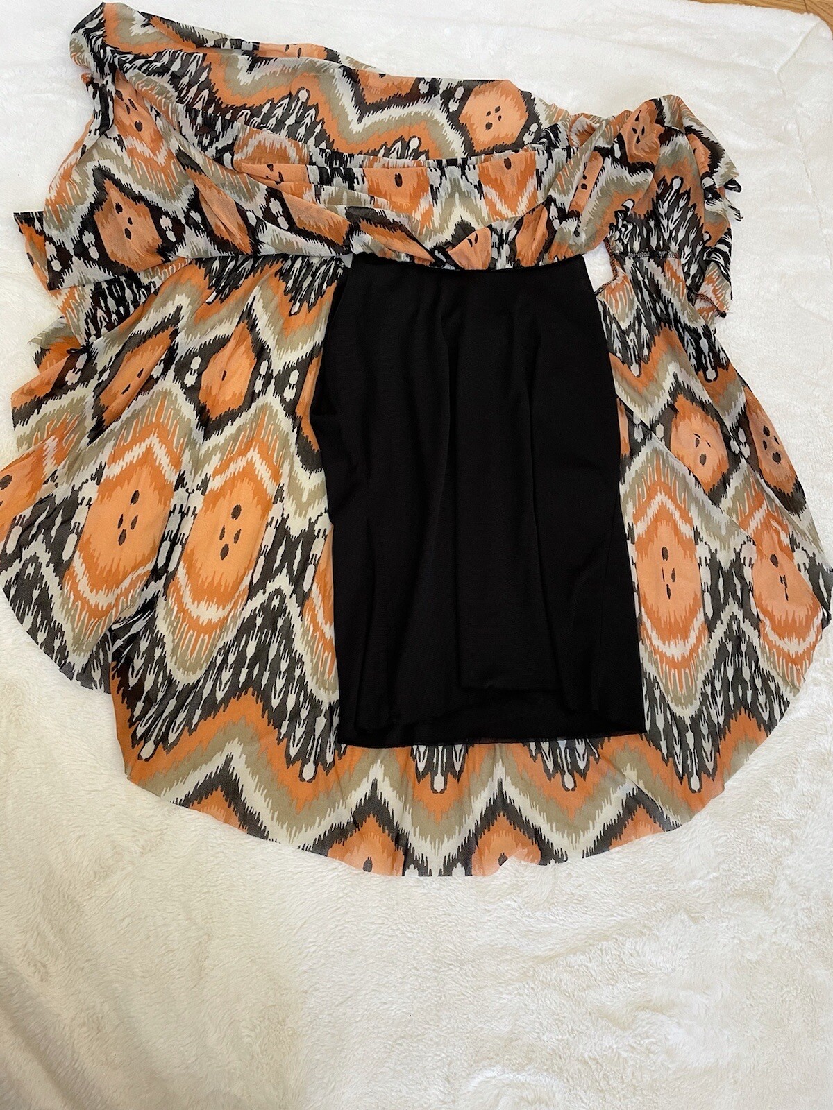 Grace Elements Tan, Black, Orange Patterned Flare… - image 5