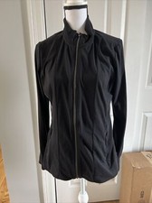 Athleta Womens Black Shanti Ribbed Jacket M / Large Full Zip Soft