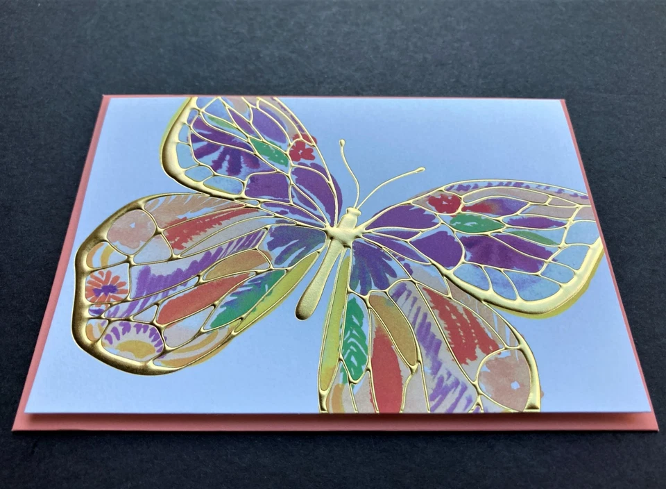 *ONE* Papyrus Butterfly Note Card Blank Gold Foil Gold Seal Gorgeous Spring Card - Image 3 of 4