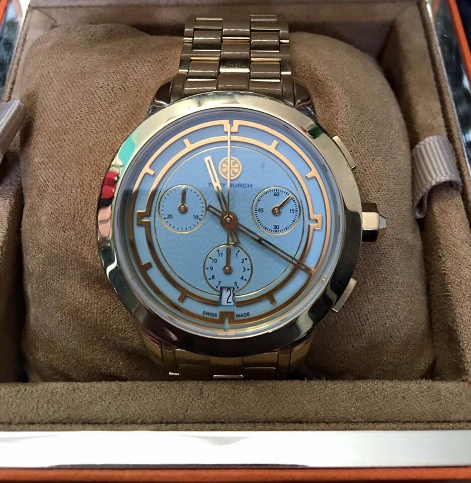 Orologio Tory Burch Donna Autentico Tono Oro Cronografo 37 mm Made in Svizzera TRB1021