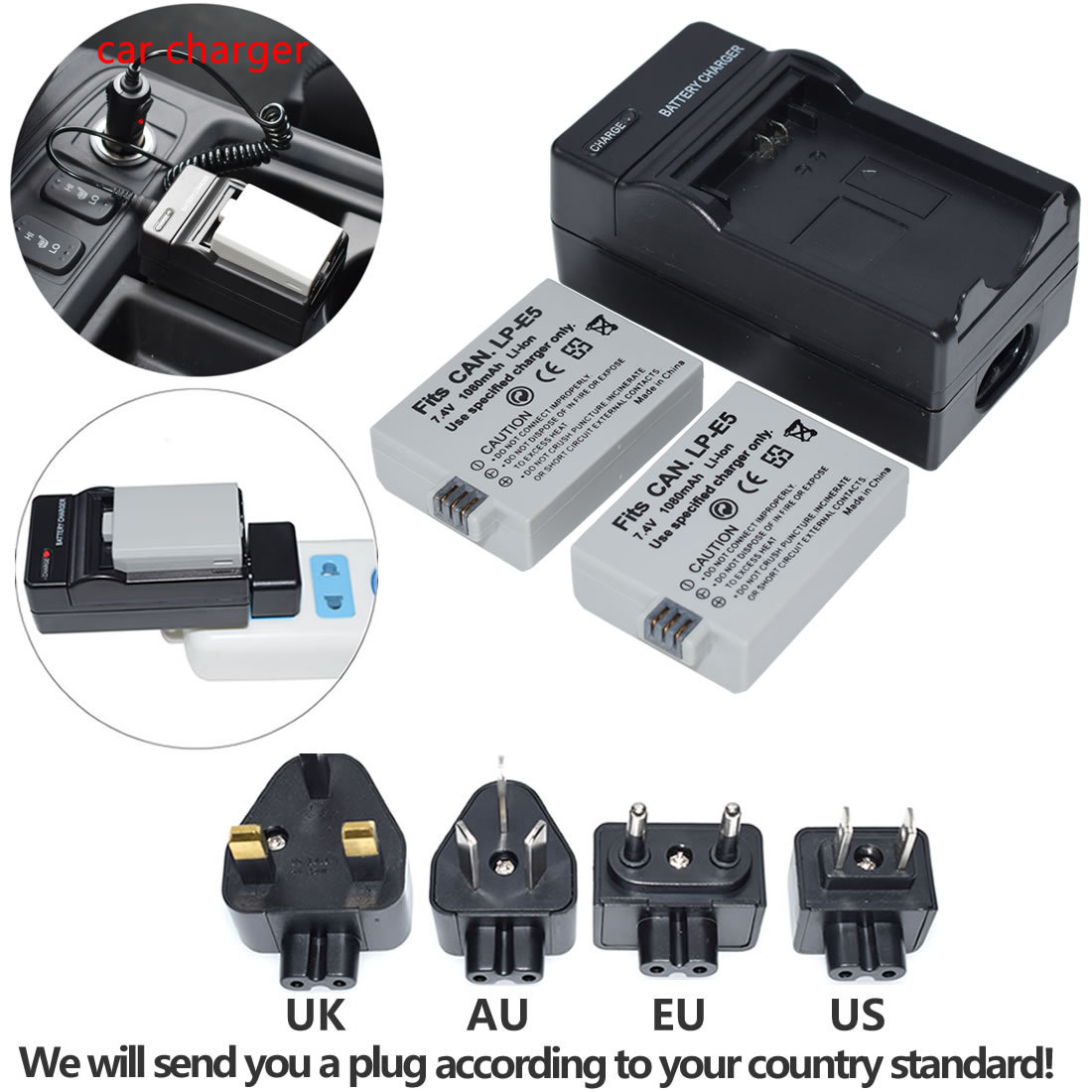 Caricabatterie LP-E5 Compatibile Con Canon EOS 1000D, 450D, 500D, Rebel - Ricarica Rapida E Sicura